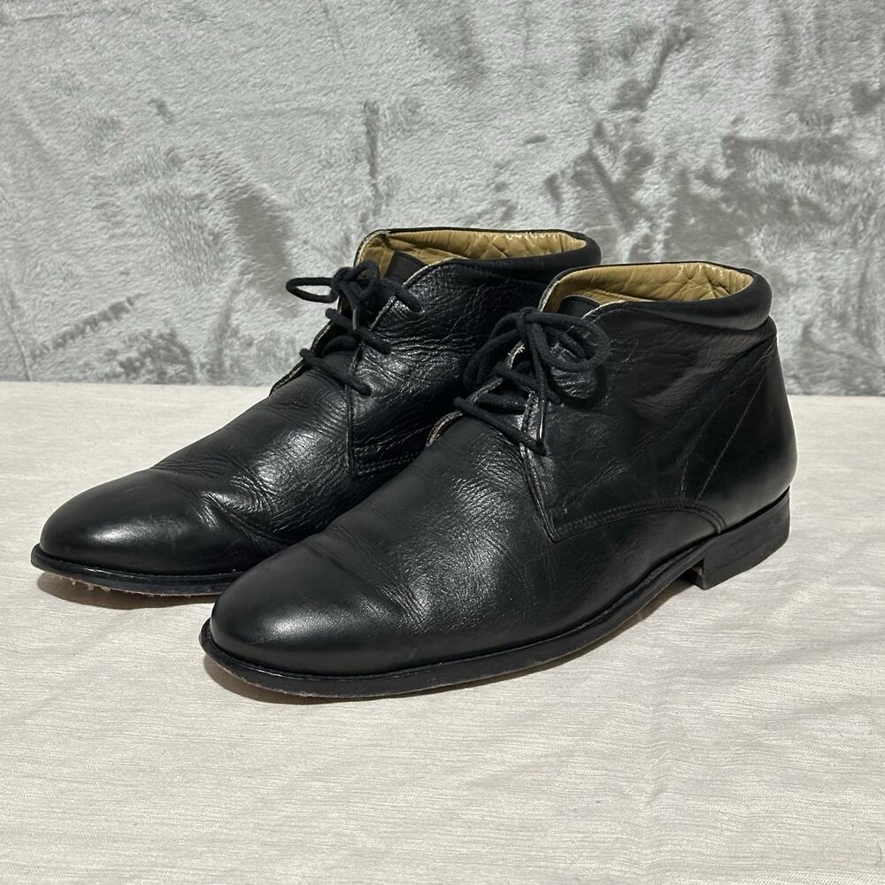 Vintage Laurent Effel Chukka Boots Mens Sz 42 Black Italian Leather Quiet Luxury